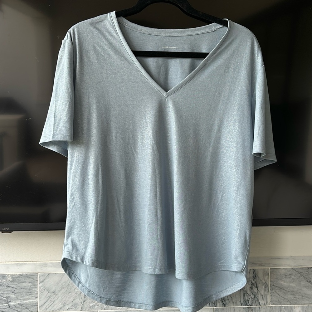 Anthropologie Shimmer V-Neck Short-sleeve Tee